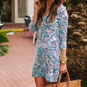 Lilly Pulitzer Juliet Dress Size Small Cotton Hippy Hippy Shake Shorely Blue